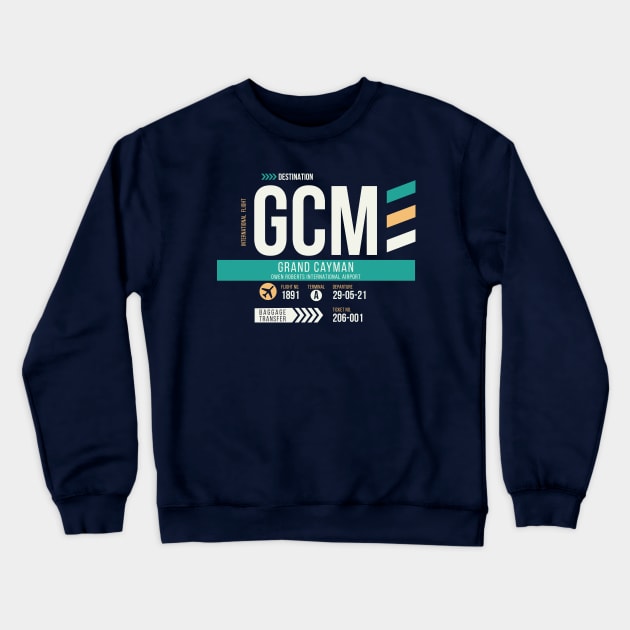 Grand Cayman (GCM) Airport Code Baggage Tag Crewneck Sweatshirt by SLAG_Creative